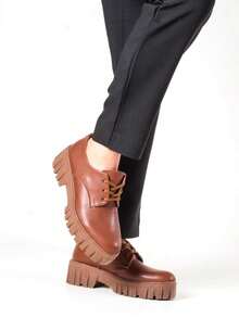 Women Oxfords Shoes - Camel - View 3