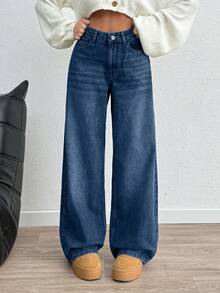 EURMUSE HIGH RISE WIDELEG Y2K STYLE LOOSE FIT WOMEN JEAN - Dark Wash - View 7