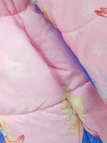 SHEIN Tween Girl Sweet Princess Style Pink Fur Collar Fashionable Mid-Length Drawstring Hooded Padded Coat, Winter