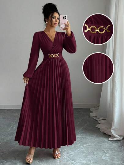 Elenzga Vestido plisado elegante, adecuado para volver al colegio, cumpleaños, boda