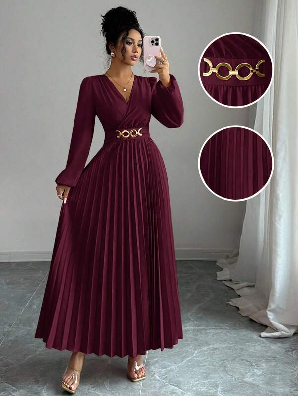 Elenzga Vestido plisado elegante, adecuado para volver al colegio, cumpleaños, boda