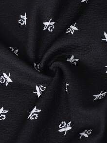 SHEIN Explorewe Streecool Teen Girl Casual College Style Teen Girl Solid Color Patchwork Long Sleeve Short Casual Dress - Black - View 3