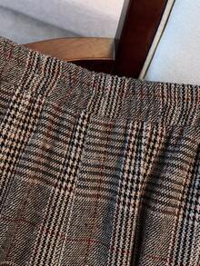 SHEIN PETITE CURVE Plus Size Plaid Print Elastic Waist Casual Pants - Multicolor - View 3