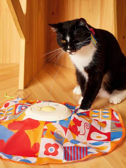 PETSIN Interaktywna zabawka dla kota 5 w 1 z akumulatorem USB, z piórami obracającymi się o 360°, stymulującymi umysł i ćwiczącymi, lekka konstrukcja, zaprojektowana dla miłośników zwierząt