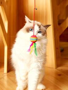 PETSIN Juguetes para gatos, varilla de juego, múltiples estilos, varilla de juego con plumas, gatitos, gatos adultos, relajación interactiva, juguetes de diversión propia para gatos - Multicolor - Ver 4