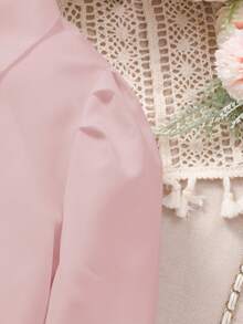 Áo sơ mi trơn tay đơn phong cách cung điện cổ điển dành cho bé gái tuổi mới lớn - Hồng - Xem 5