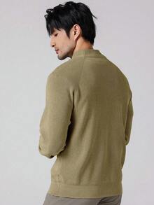 OTTIMOZO Áo len dệt kim dài tay đơn giản, tối giản, màu trơn dành cho nam, Thu/Đông - Rượu sâm banh - Xem 2