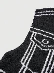 ROMWE MEN Prep Men's Street Fashion Casual Printed Button Knit Vest - Black - View 7