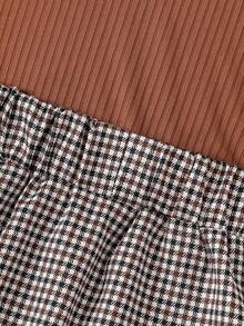 Sparklyn 女孩羅紋針織泡泡袖T恤和格紋百褶半身裙不附帶包 - 彩色 - 查看 5