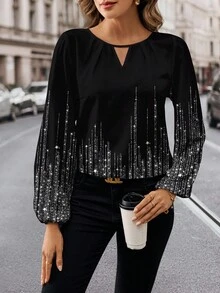 SHEIN Clasi Women's Casual Simple Long Sleeve Shirt, Suitable For Summer - Black - View 6