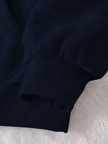 INAWLY Casual Loose Fit Drop Shoulder Long Sleeve Sweatshirt For Women - Navy Blue - View 3