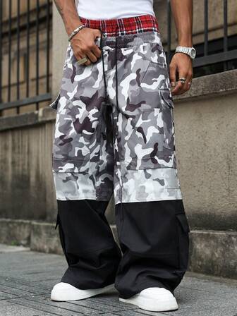 Manfinity Roghcode Young Street Patchwork Camouflage Multi-Pocket Men Pants