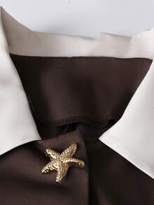 SHEIN Clasi Ensemble 2 pièces grande taille pour femmes : Top élégant de navettage à manches longues 2 en 1 et jupe trapèze assortie avec grands boutons décoratifs, convient pour le printemps, l'été, l'automne et l'hiver