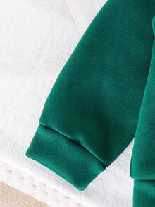 SHEIN 2 Stücke/Set Baby Jungen/Mädchen Lässiger, süßer Drop-Shoulder Crew Neck Strick Sweatshirt und Strick Hose mit Gummibund Zweiteiler, geeignet für Herbst/Winter Tragen