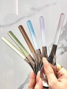 Joivida 3件/6件装不锈钢勺子，锭形勺，小饭勺，加深勺，餐具，韩式汤匙，圣诞节，情人节 - 彩色 - 查看 6