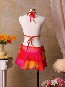 Bellisia Bộ đồ bơi 3 món màu gradient cho nữ đi biển/đi nghỉ - Nhiều màu - Xem 2