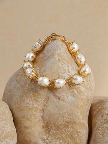 Opalesca Women Beaded Bracelets,For Mom/Women/Girl/Mother,Fall/Autumn/Winter,Outfits,Old Money,Premium,Pearl,Elegant,Fairycore/Fairy - Gold - View 6