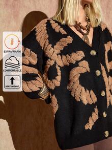 EURMUSE Women Towel Embroidery Front Button Drop Shoulder Chunky Cardigan,Long Cardigans Woman,Petite Cardigans,Cardigans - Multicolor - View 1