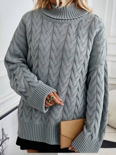 EURMUSE Women Sweater Comfy Cable Knit Grey Winter Style,Jumper,Cream Jumper,Jumpers,Christmas Jumper,White Jumper,Black Jumper,Ladies Jumper,Women's Jumpers