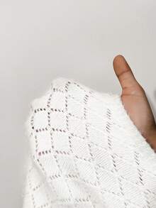 Sirith Women's Autumn/Winter New Oblique Shoulder Fuzzy Argyle Knit Pullover Sweater - White - View 6