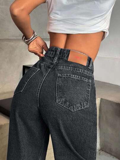 EURMUSE HIGH WAIST CASUAL STYLE DENIM STRAIGHT