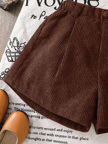 Young Girl Solid Color Fitted Casual Shorts Short Girl Pants Brown Shorts Girls Casual Shorts Summer Cotton Shorts