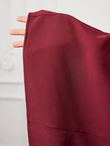 Modelyn Đầm ôm dáng thanh lịch màu trơn dành cho nữ cỡ lớn, tay phồng xếp ly, xẻ tà, thích hợp cho mùa xuân/thu. - Màu Đỏ Sâu - Xem 7