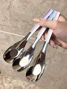 Joivida 3件/6件装不锈钢勺子，锭形勺，小饭勺，加深勺，餐具，韩式汤匙，圣诞节，情人节 - 彩色 - 查看 5