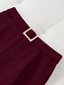 GlowEve Women's Elegant Everyday Commute Versatile Fashion Mocha Brown Wide Leg Pants With Contrasting Hem Design