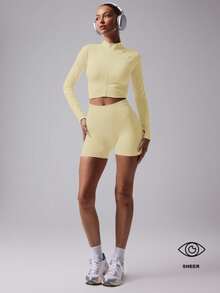 Musera Sport 罗纹高腰无缝合身运动短裤，适合板网球、网球、匹克球健身