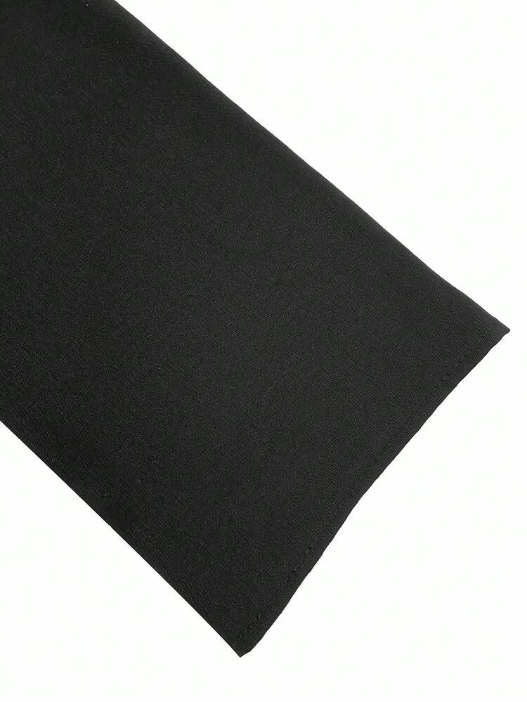 Franclia Avslappnad svart knapphalskrage med fickor, långärmad skjortklänning, elegant maxi-outfit för kvinnor - Svart - Visa 6