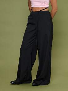 COUREZ Low Rise Baggy Asymmetric Waist Trousers /Y2K Fall For Women Winter For Women Casual Bottoms Wide Leg Pants Going Out Casual Party Black Pants