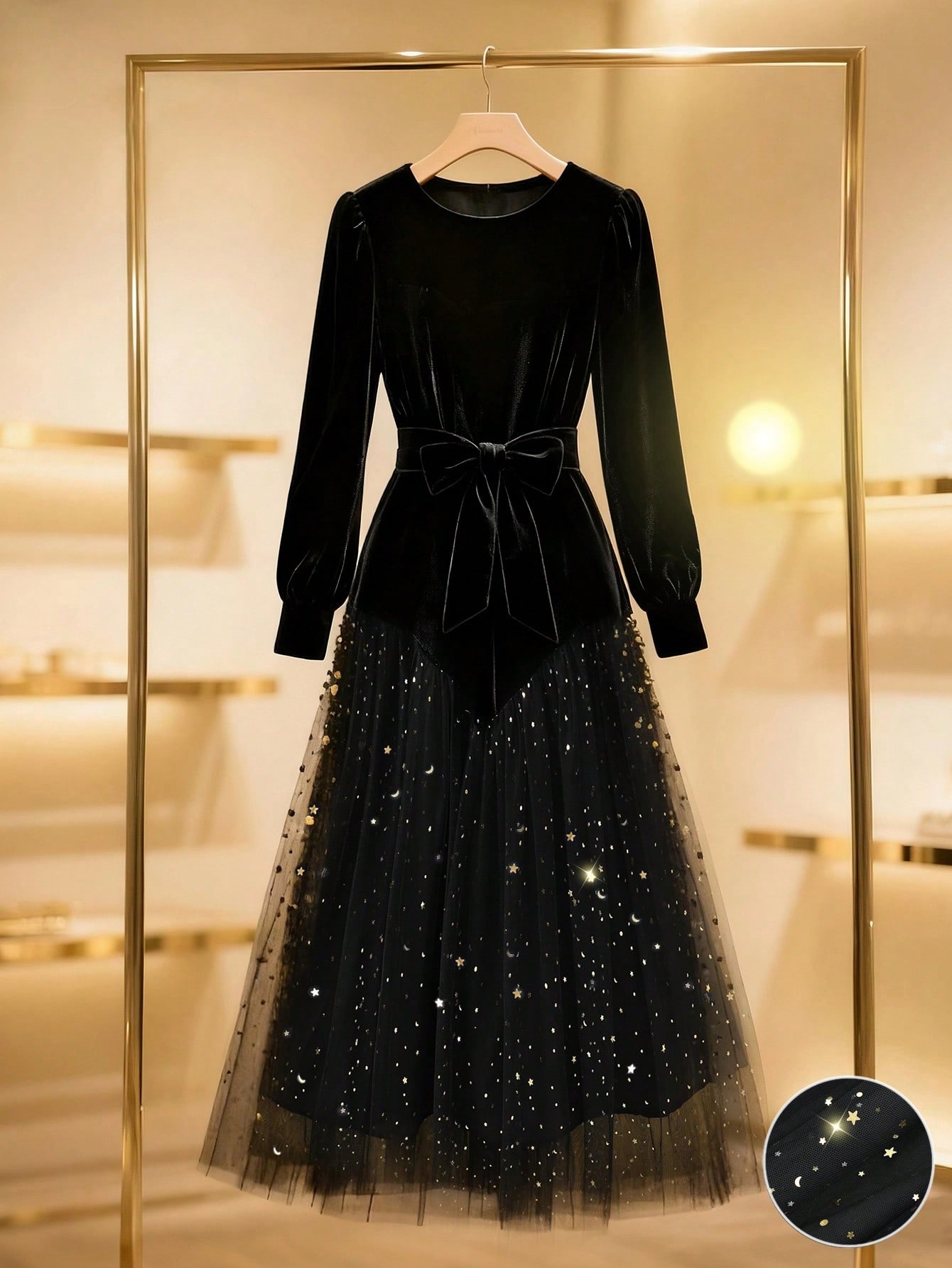 GlowEve فستان نسائي أنيق طويل الأكمام من الحرير ال...