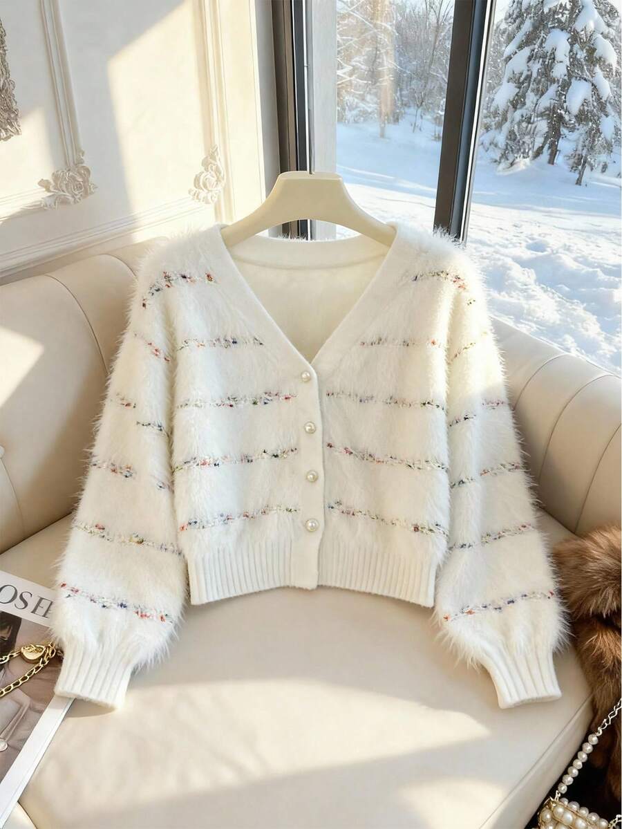 GlowEve 女士时尚简约V领针织开衫，秋冬