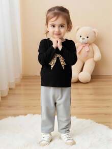 SHEIN 3 件女童字母印花修身长袖 T 恤，甜美休闲百搭百搭套装，秋季 - 彩色 - 查看 8