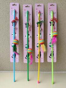 PETSIN Juguetes para gatos, varilla de juego, múltiples estilos, varilla de juego con plumas, gatitos, gatos adultos, relajación interactiva, juguetes de diversión propia para gatos - Multicolor - Ver 5