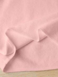 SHEIN Vintaside Kids 少女休闲纯色高领毛衣，高领女童抓绒高领毛衣，适合4岁女孩，可爱纯色冬季圣诞节万圣节毛衣，秋季套头衫 - 粉色 - 查看 9