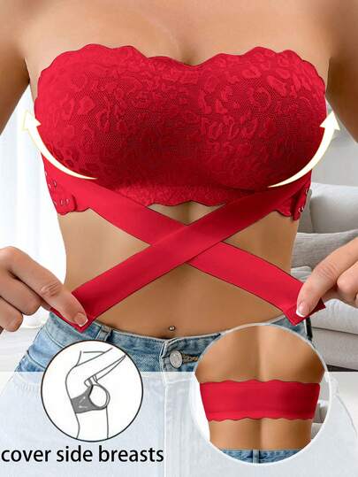 Snug Zone 1pc Christmas Lace Patchwork Wireless Camisole For Women