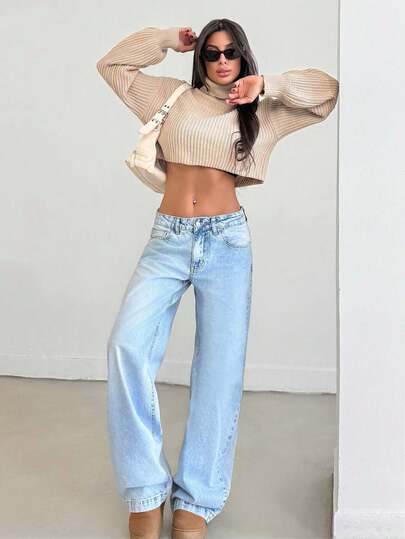 EURMUSE TALL LOW RISE WIDELEG BABY BLUE 90S JEAN Oversized Jeans Jeans Y2k Loose Jeans 90s Outfit Women Jeans Wide Leg