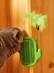 带铃铛猫抓板逗猫棒仙人掌毛发抓板自抓猫玩具 - 彩色 - 查看 5