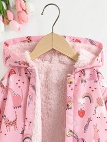 SHEIN 少女卡通印花连帽长袖夹克