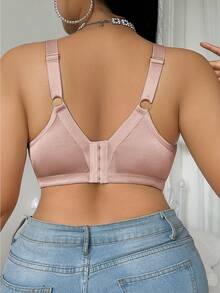 DesireSculpt 1 件加大码无钢圈提升支撑纯色文胸 - 杏色 - 查看 2