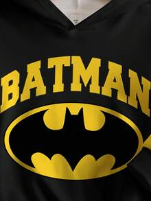 BATMAN X SHEIN 男童休闲字母蝙蝠图案卫衣，秋季款 - 白色 - 查看 4