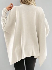 EURMUSE Turtleneck Batwing Sleeve Jumper - White - View 2