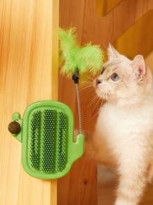 带铃铛猫抓板逗猫棒仙人掌毛发抓板自抓猫玩具 - 彩色 - 查看 10