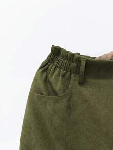 Omancia Women's Casual Solid Color Corduroy Pants, Versatile For Autumn - Olive Green - View 4