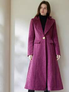 Aveloria Modichic Fashionable Design Elegant Versatile Korean Style Elegant Purple Cinched Waist Long Sleeve Coat - Purple - View 3