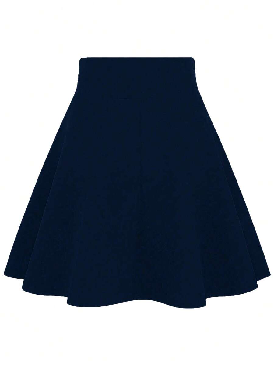 EMERY ROSE Chân váy chữ A trơn màu đa năng thường ngày dành cho nữ - Màu xanh hải quân - Xem 1