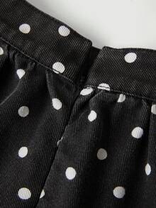 SHEIN MOD 女式波尔卡圆点印花时尚复古休闲裙 - 黑與白 - 查看 3