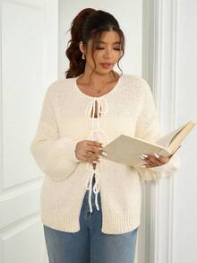 SHEIN Frenchy Cardigan tricoté en forme de cœur pour femmes grandes tailles, manteau pull élégant à la française pour l'automne/hiver